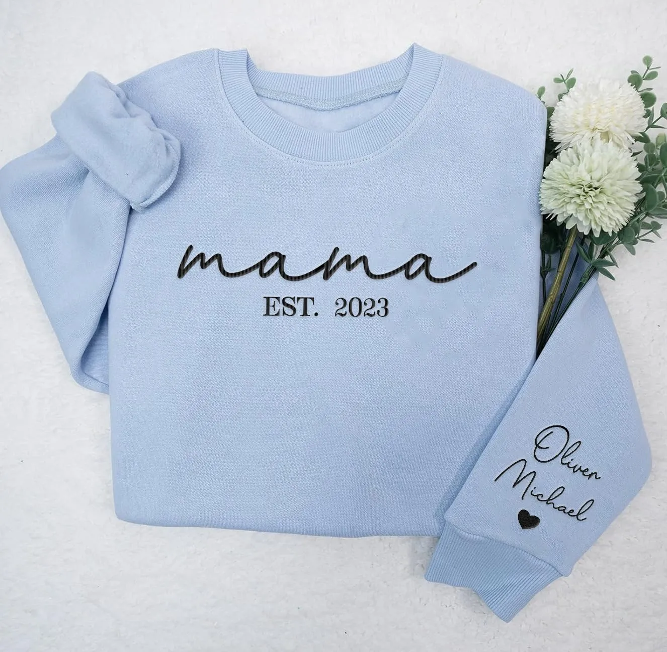 Premium Custom Embroidered Hoodie, Oversized Mama Crewneck Sweatshirts Women, Gifts For Mothers - Size S to 4XL