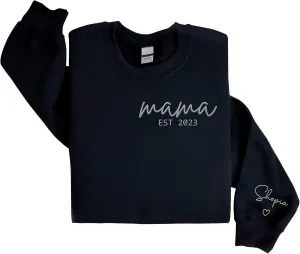 Premium Custom Embroidered Hoodie, Oversized Mama Crewneck Sweatshirts Women, Gifts For Mothers - Size S to 4XL