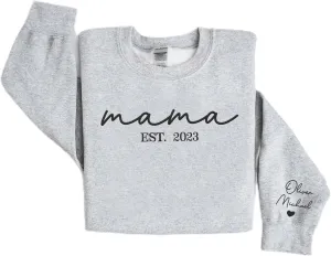Premium Custom Embroidered Hoodie, Oversized Mama Crewneck Sweatshirts Women, Gifts For Mothers - Size S to 4XL