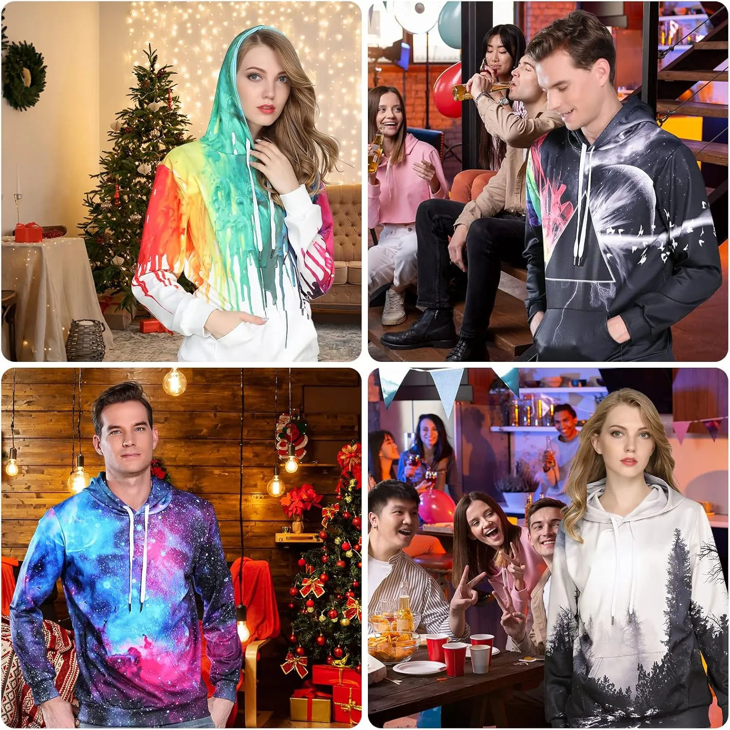 sanatty Unisex Hoodies 3D Print Galaxy Pullover Hooded Sweatshirt Hoodies with Big Pockets for Teen Men, Teen Boy, Women