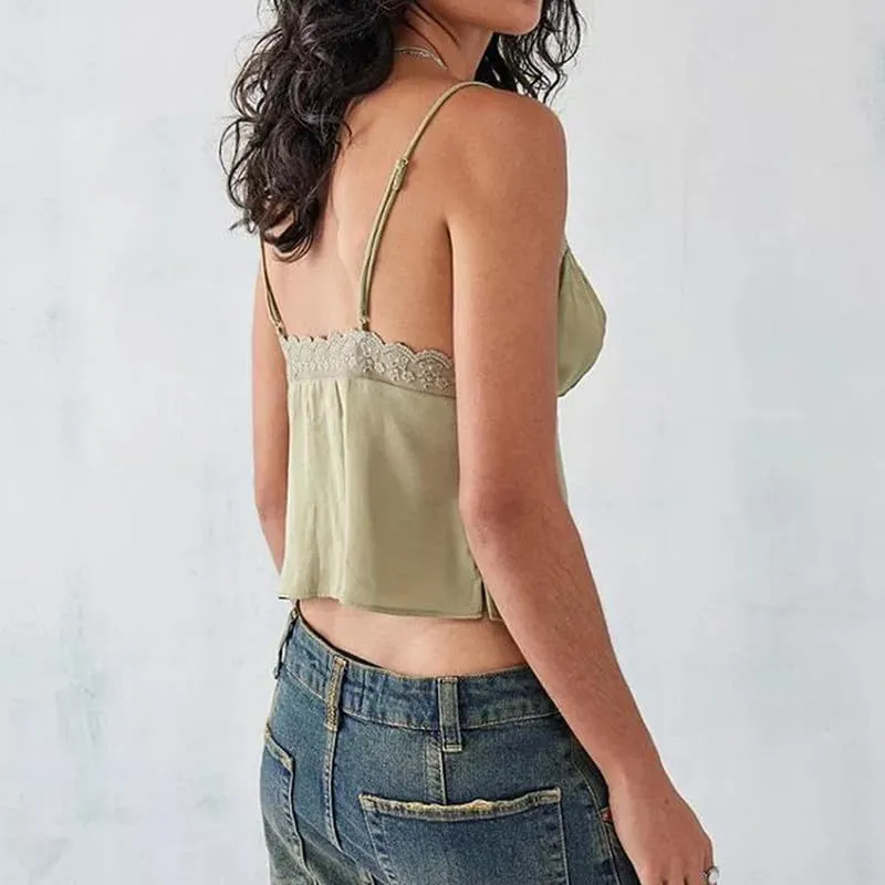 Sexy Women Deep V Neck Halter Top Open Back Tie Knot Backless Crop Camisole Y2K Night Party Club Wear Streetwear