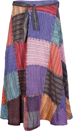 Shopoholic Fashion Hippie Patchwork Faded Gothic Style Long Skirt Multicoloured