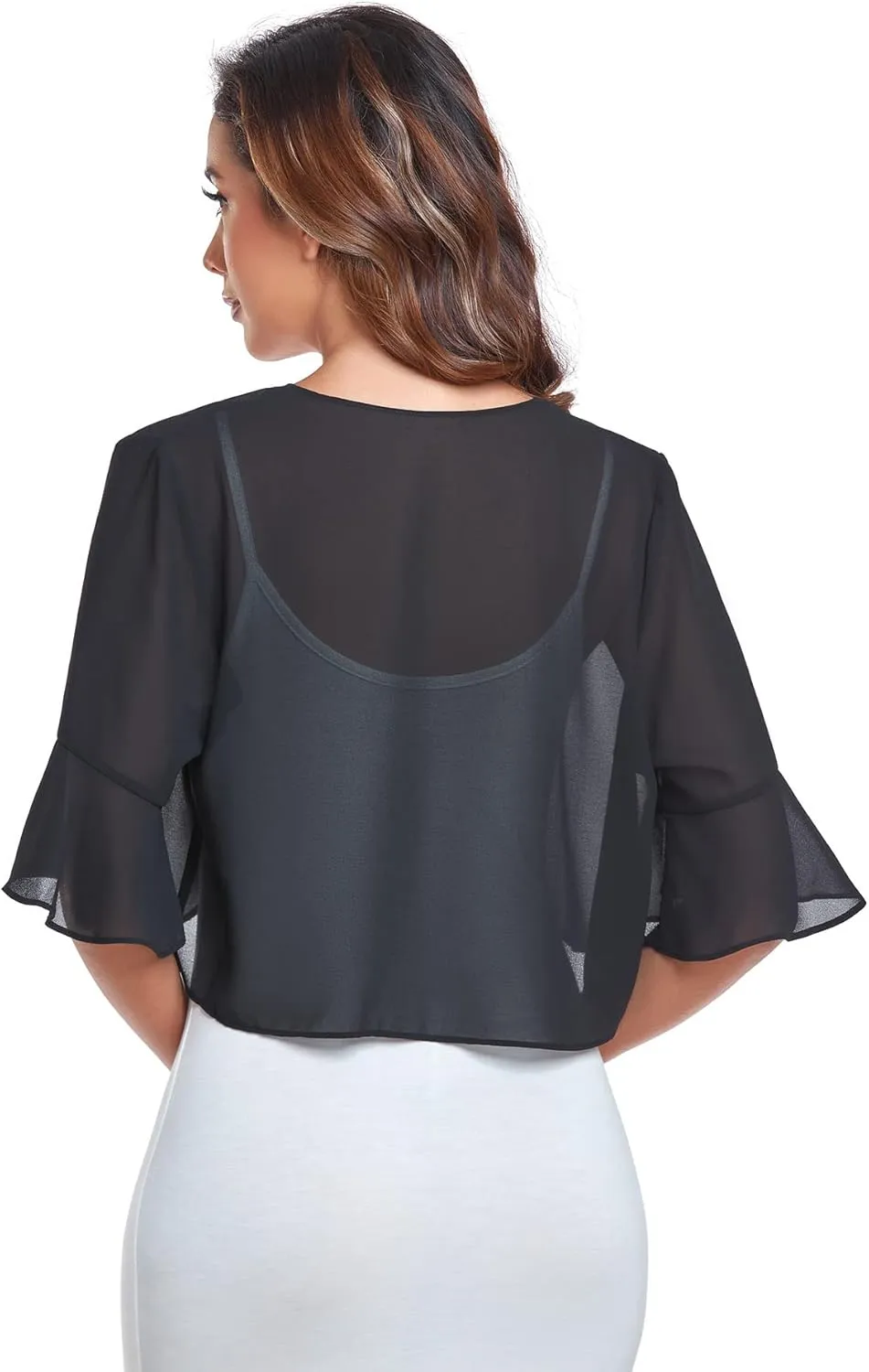 Shrugs for Women Chiffon Bolero Shrug Short Sleeve Open Front Summer Cropped Cardigan for Dresses