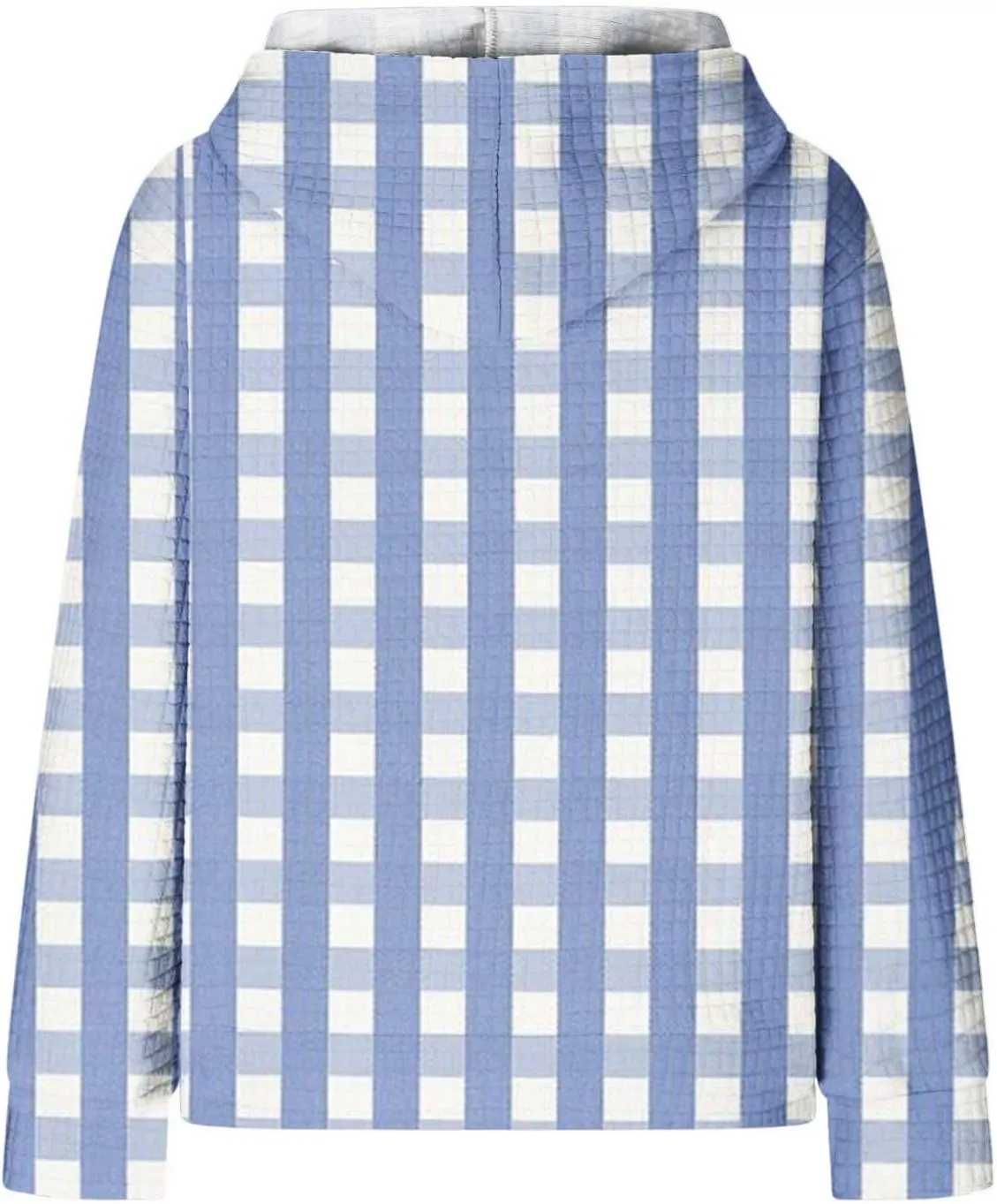 SMIDOW Pliad Waffle Knit Hoodies For Women Fall Fashion 2023 Oversized Drawstring Pullovers Casual Gingham Hooded Sweatshirts