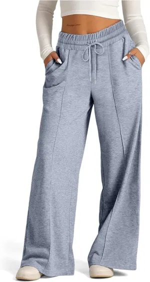 SOFIA'S CHOICE Women's High Waist Drawstring Sweatpants with Pockets Loose Straight Leg Lounge Pant