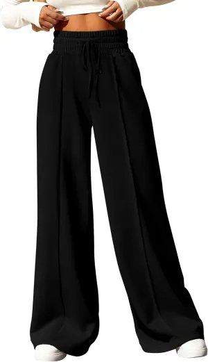SOFIA'S CHOICE Women's High Waist Drawstring Sweatpants with Pockets Loose Straight Leg Lounge Pant