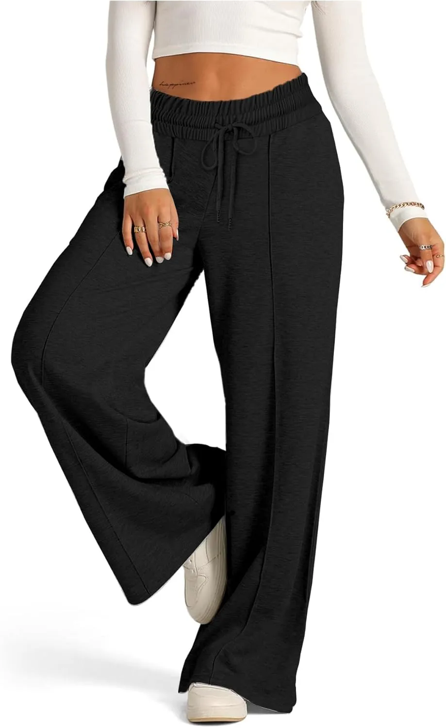 SOFIA'S CHOICE Women's High Waist Drawstring Sweatpants with Pockets Loose Straight Leg Lounge Pant