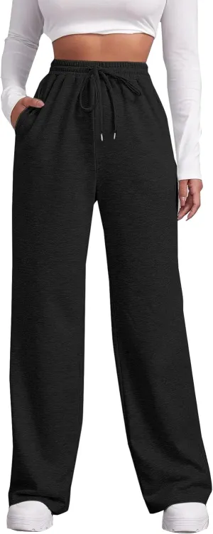 SOFIA'S CHOICE Women's High Waist Drawstring Sweatpants with Pockets Loose Straight Leg Lounge Pant