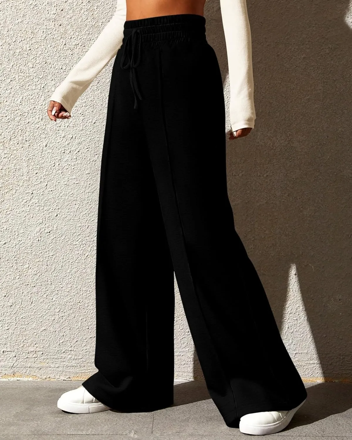 SOFIA'S CHOICE Women's High Waist Drawstring Sweatpants with Pockets Loose Straight Leg Lounge Pant