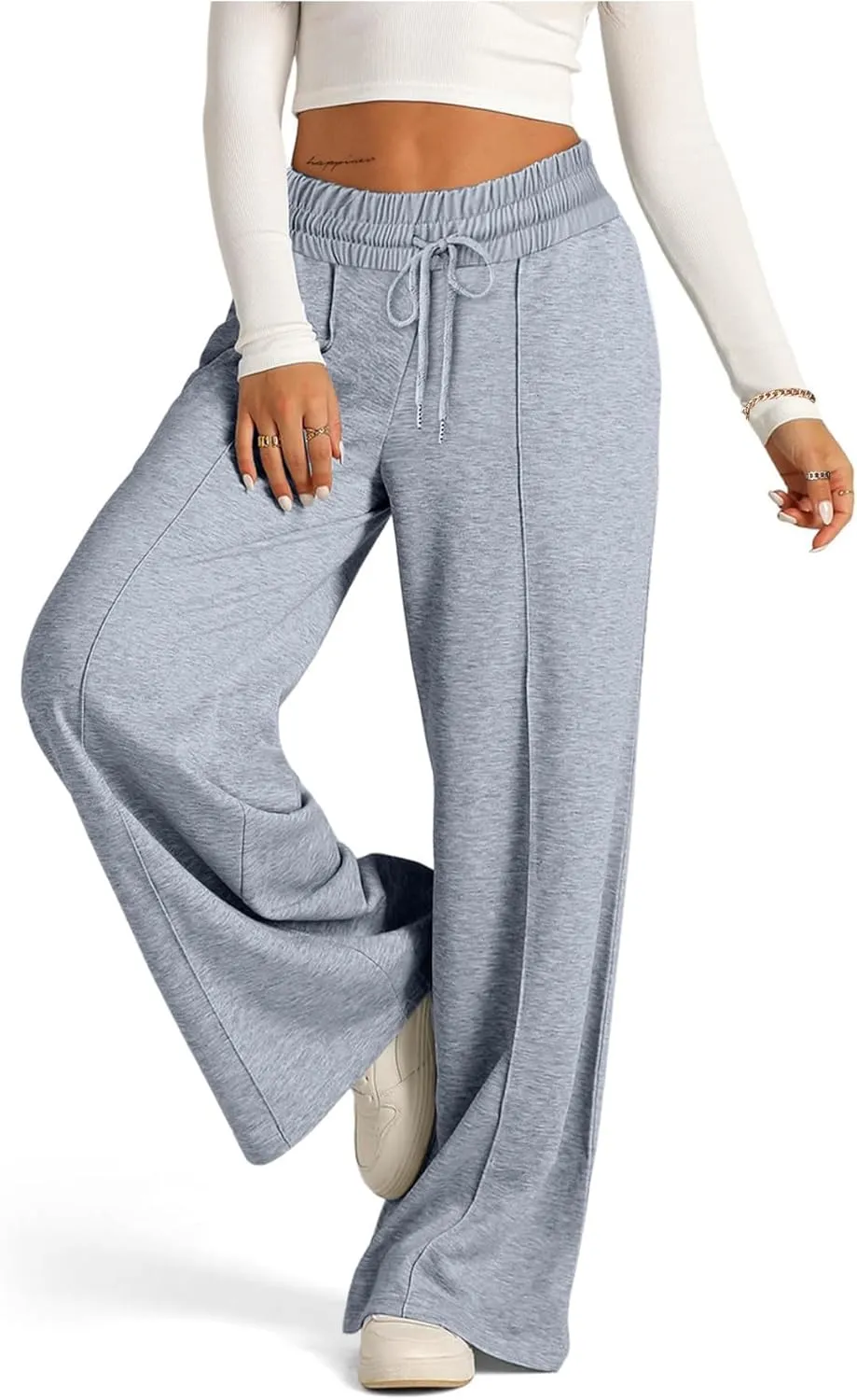 SOFIA'S CHOICE Women's High Waist Drawstring Sweatpants with Pockets Loose Straight Leg Lounge Pant
