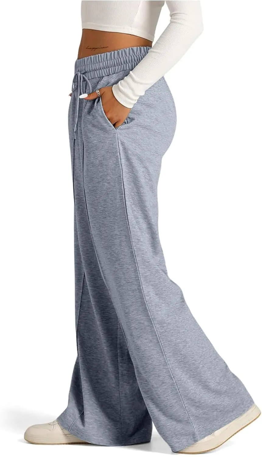 SOFIA'S CHOICE Women's High Waist Drawstring Sweatpants with Pockets Loose Straight Leg Lounge Pant