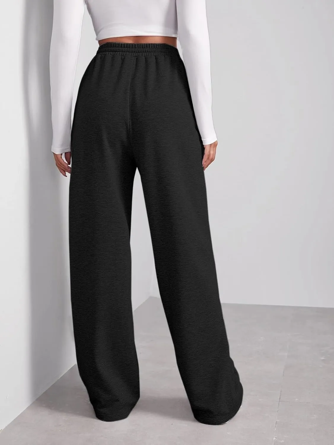 SOFIA'S CHOICE Women's High Waist Drawstring Sweatpants with Pockets Loose Straight Leg Lounge Pant