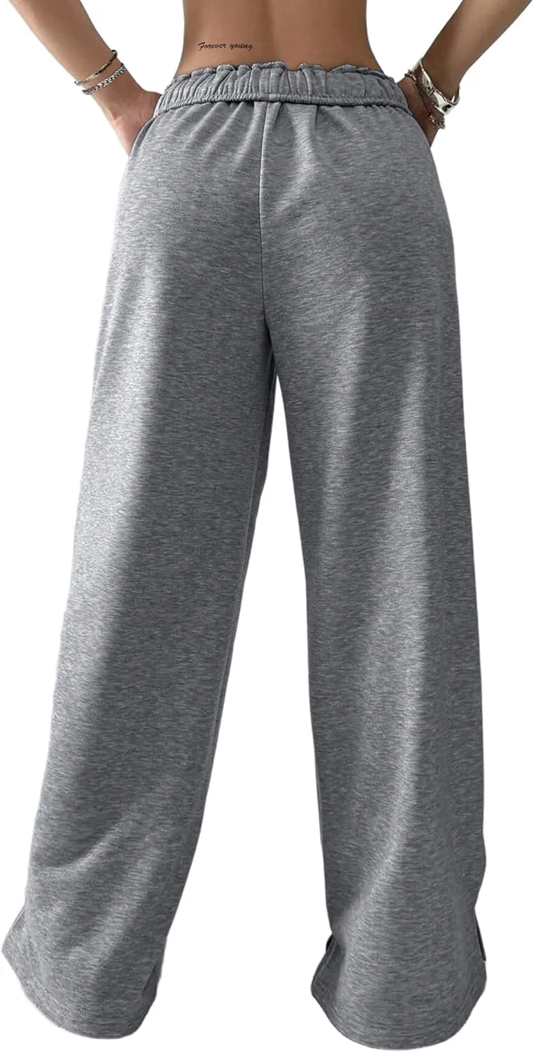 SOFIA'S CHOICE Women's Low Waisted Drawstring Sweatpants Color Block Long Pants with Pockets
