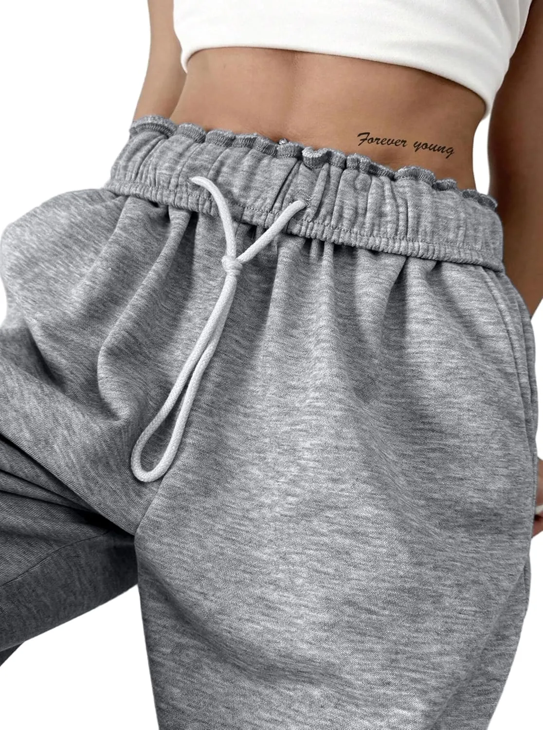 SOFIA'S CHOICE Women's Low Waisted Drawstring Sweatpants Color Block Long Pants with Pockets
