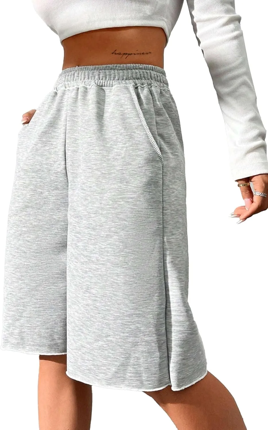 SOFIA'S CHOICE Women's Wide Leg Sweat Shorts Jogger Athletic Bermuda Short Pants with Pockets
