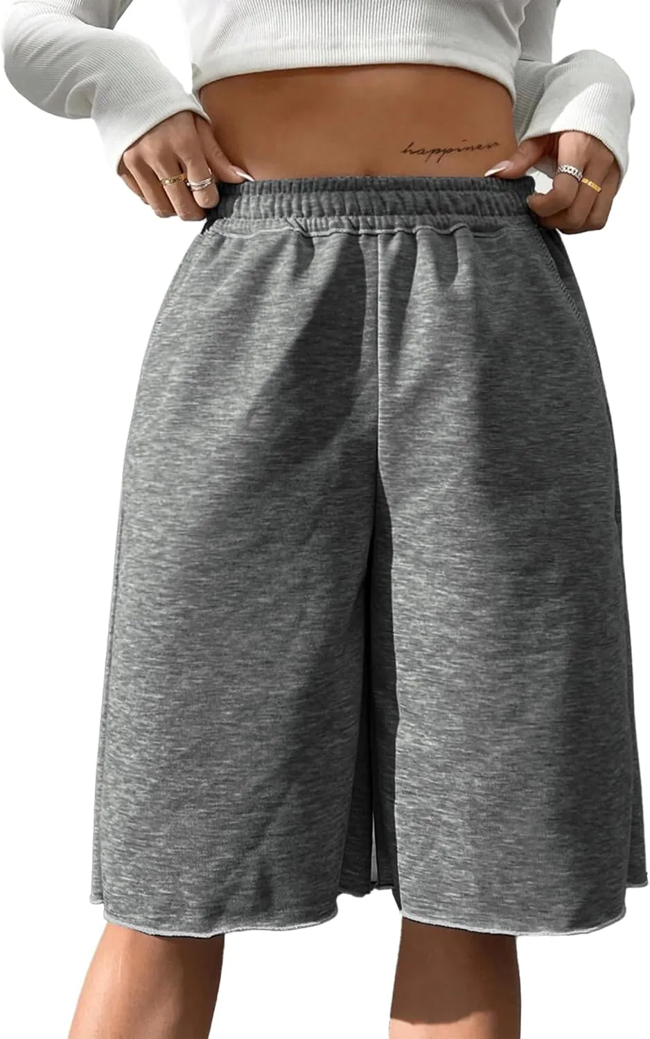 SOFIA'S CHOICE Women's Wide Leg Sweat Shorts Jogger Athletic Bermuda Short Pants with Pockets