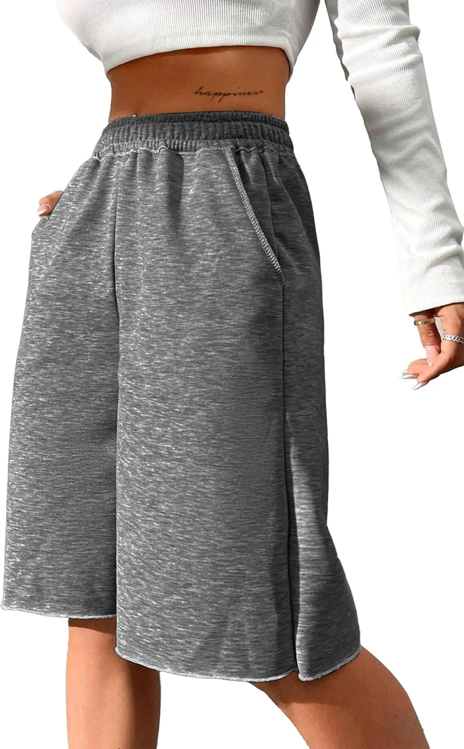 SOFIA'S CHOICE Women's Wide Leg Sweat Shorts Jogger Athletic Bermuda Short Pants with Pockets