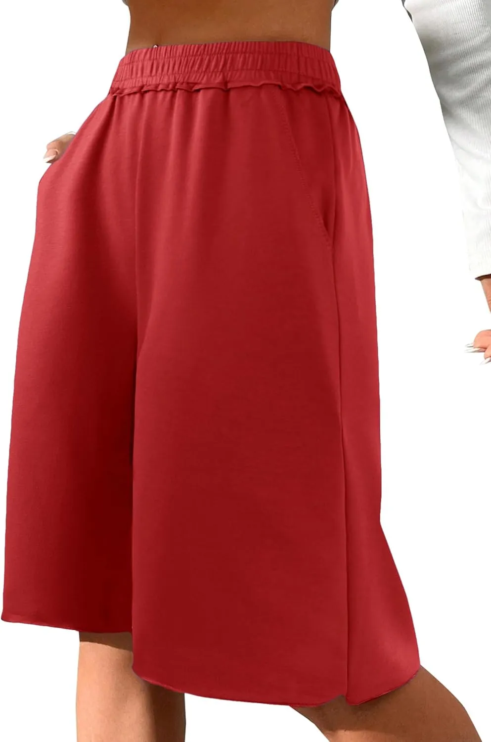 SOFIA'S CHOICE Women's Wide Leg Sweat Shorts Jogger Athletic Bermuda Short Pants with Pockets