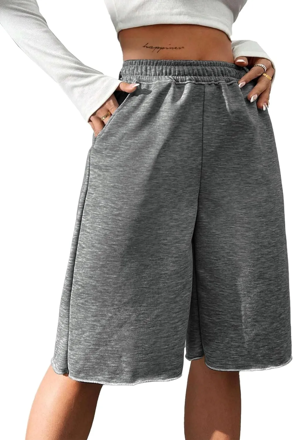 SOFIA'S CHOICE Women's Wide Leg Sweat Shorts Jogger Athletic Bermuda Short Pants with Pockets