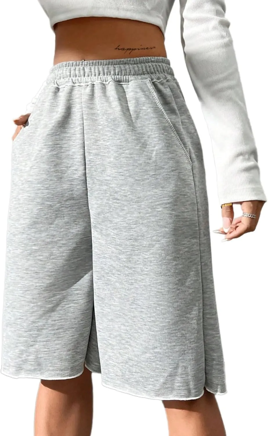 SOFIA'S CHOICE Women's Wide Leg Sweat Shorts Jogger Athletic Bermuda Short Pants with Pockets