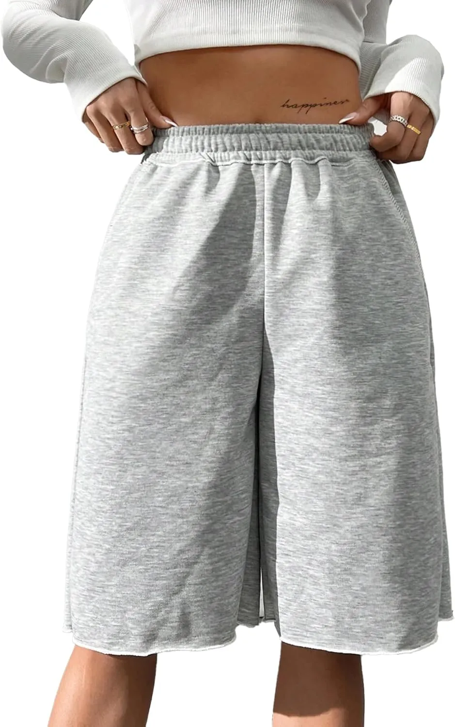 SOFIA'S CHOICE Women's Wide Leg Sweat Shorts Jogger Athletic Bermuda Short Pants with Pockets