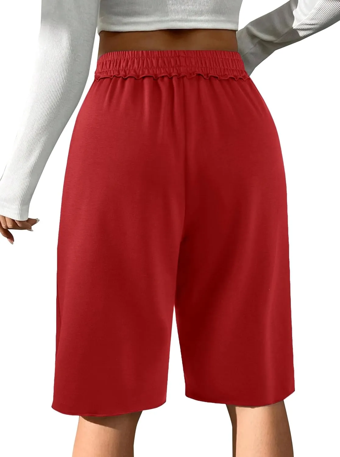 SOFIA'S CHOICE Women's Wide Leg Sweat Shorts Jogger Athletic Bermuda Short Pants with Pockets