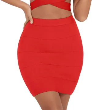 Solid High Waist Mini Bandage Pencil Skirt