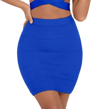 Solid High Waist Mini Bandage Pencil Skirt