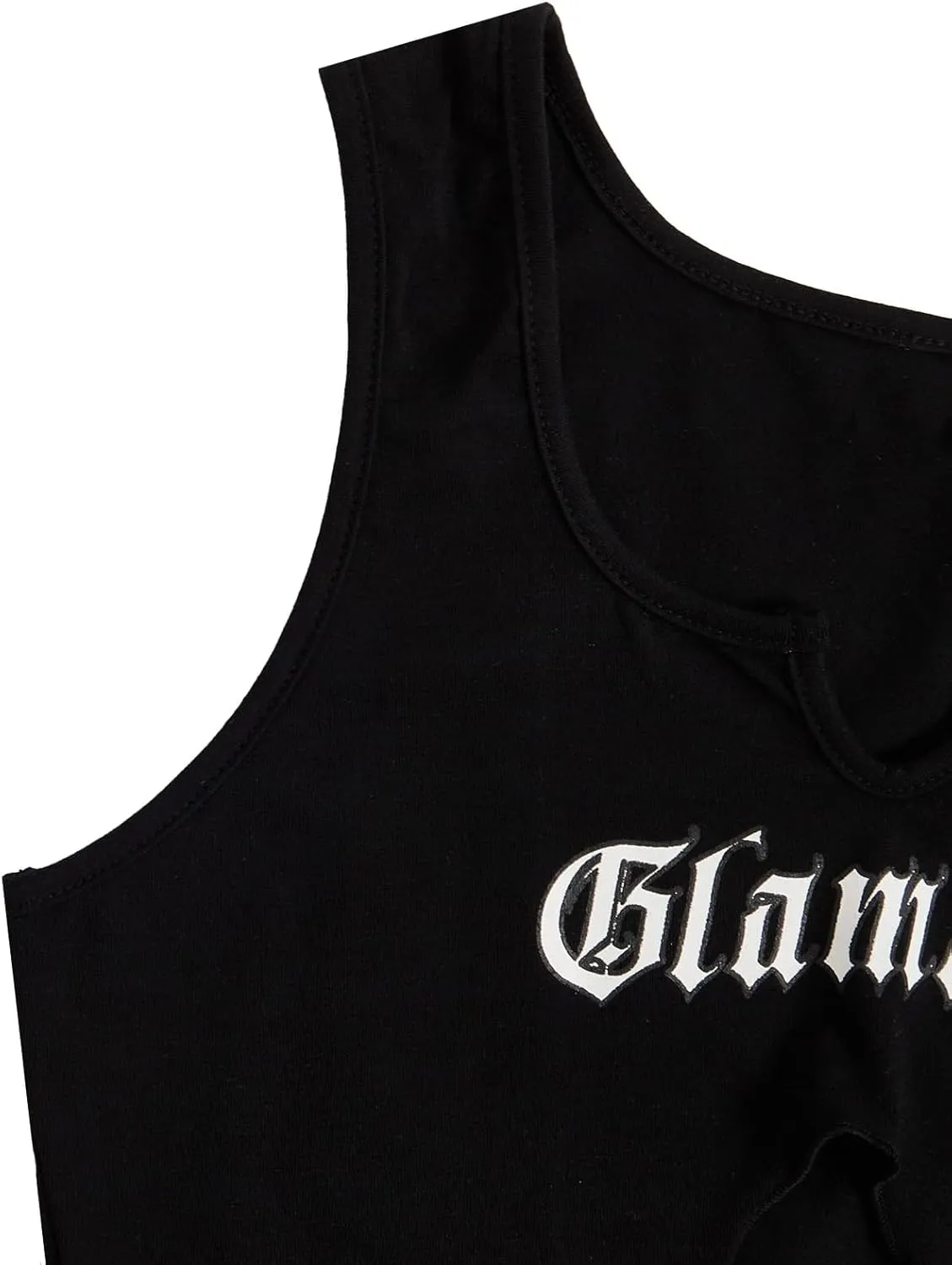 SOLY HUX Women's Y2K Sexy Tank Top Strapless Sleeveless Graphic Split Crop Tops Vest