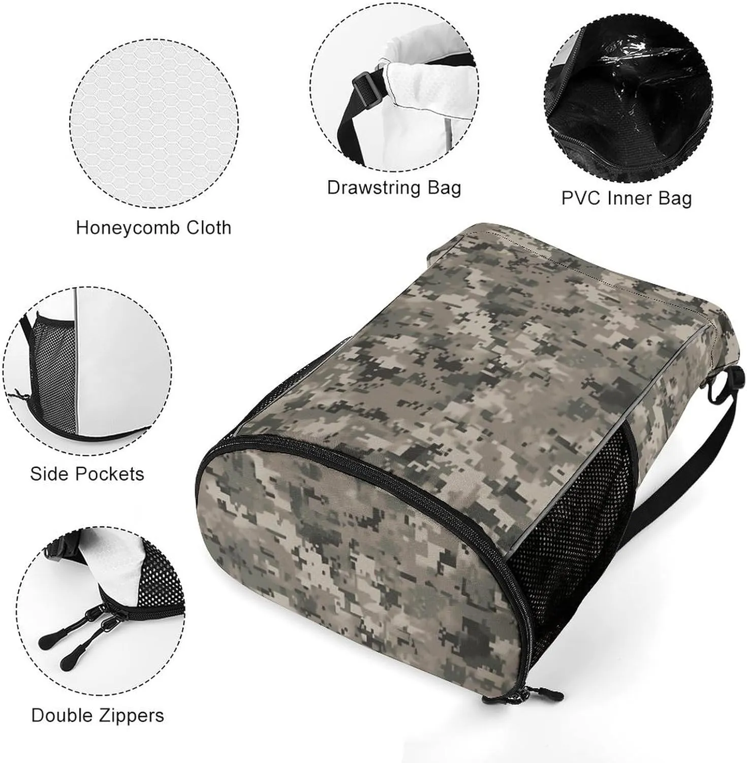 Sport Drawstring Backpack Beach Bag Army Digital Camouflage Drawstring Bag Suitable for Fitness And Swimming
