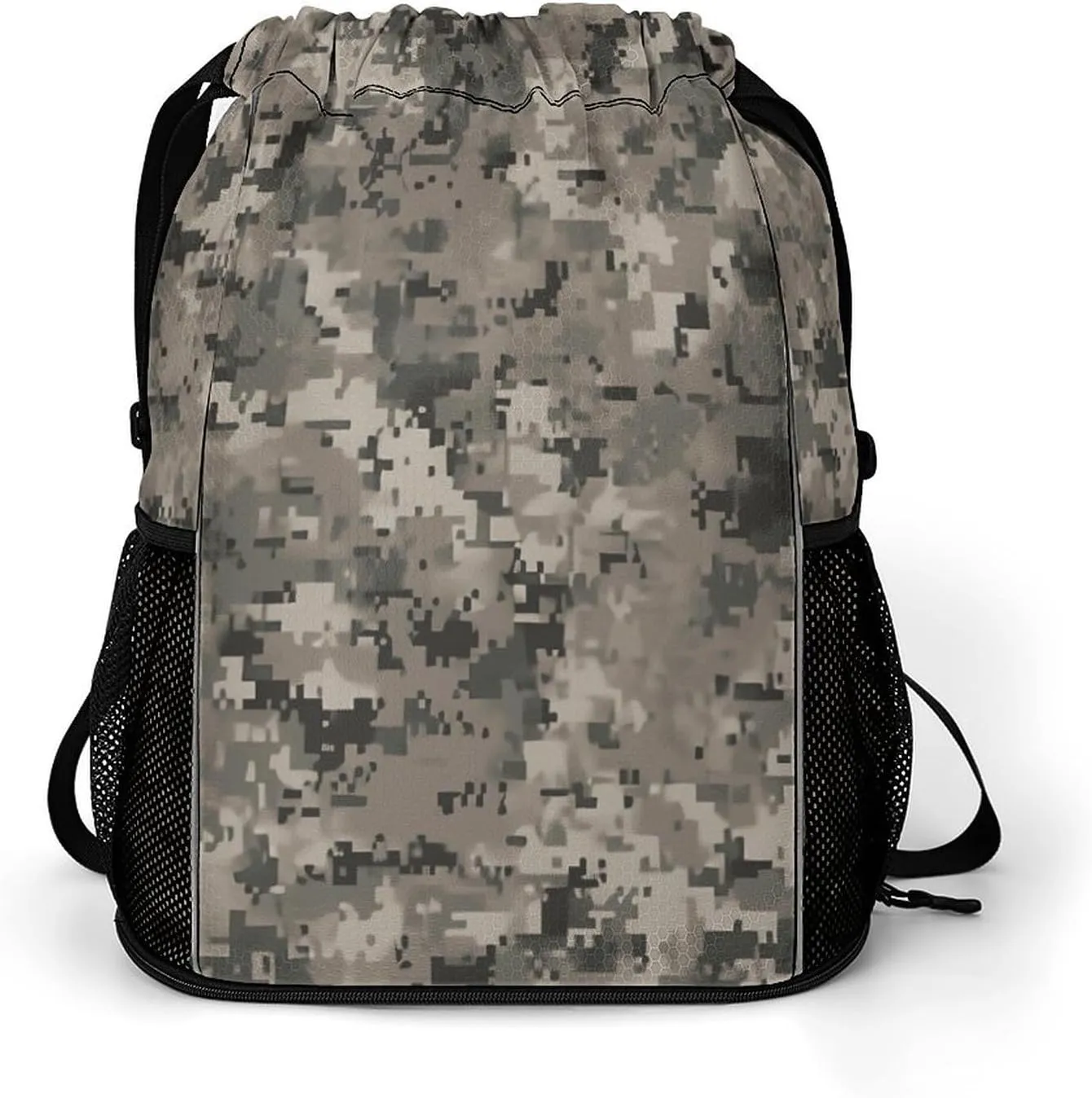 Sport Drawstring Backpack Beach Bag Army Digital Camouflage Drawstring Bag Suitable for Fitness And Swimming