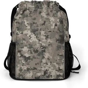 Sport Drawstring Backpack Beach Bag Army Digital Camouflage Drawstring Bag Suitable for Fitness And Swimming