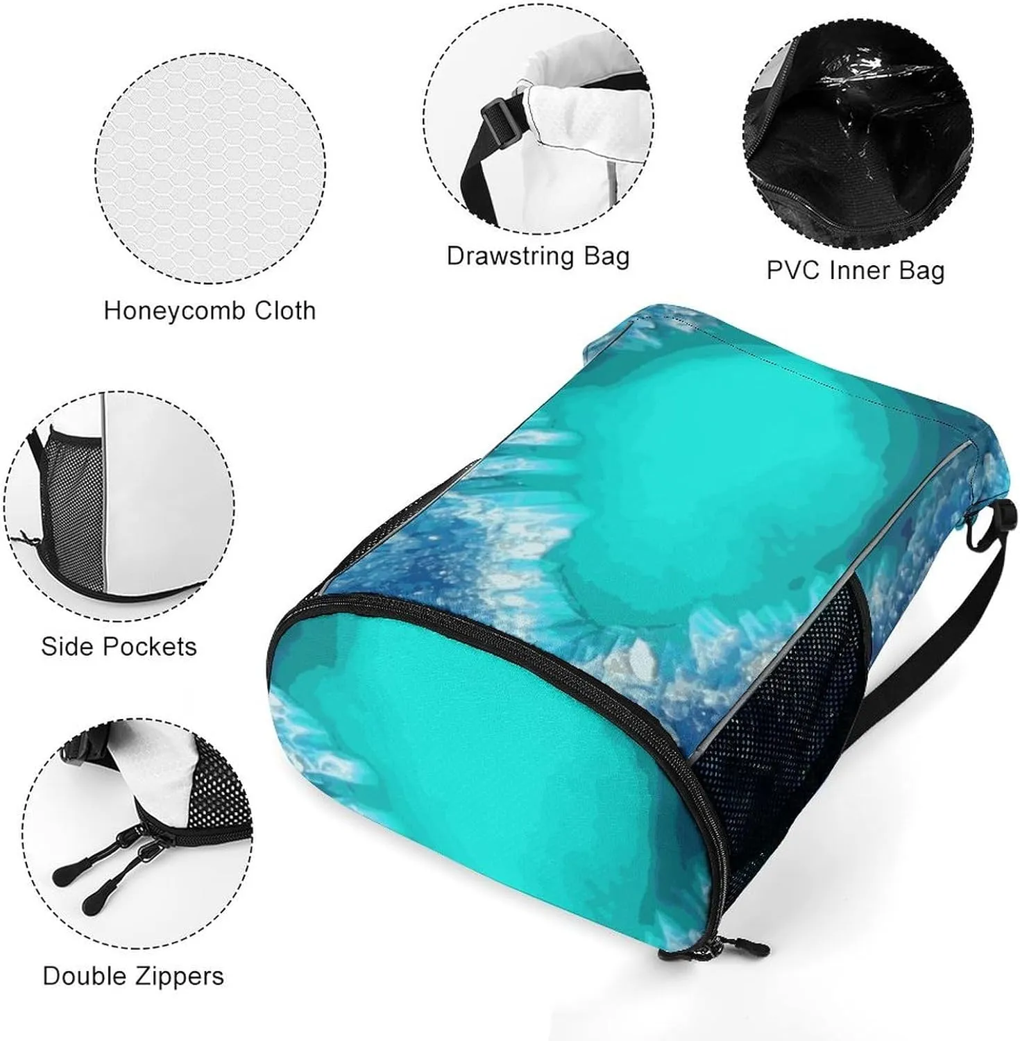 Sport Drawstring Backpack Beach Bag Bright Aqua Blue Turquoise Drawstring Bag Suitable for Fitness And Swimming