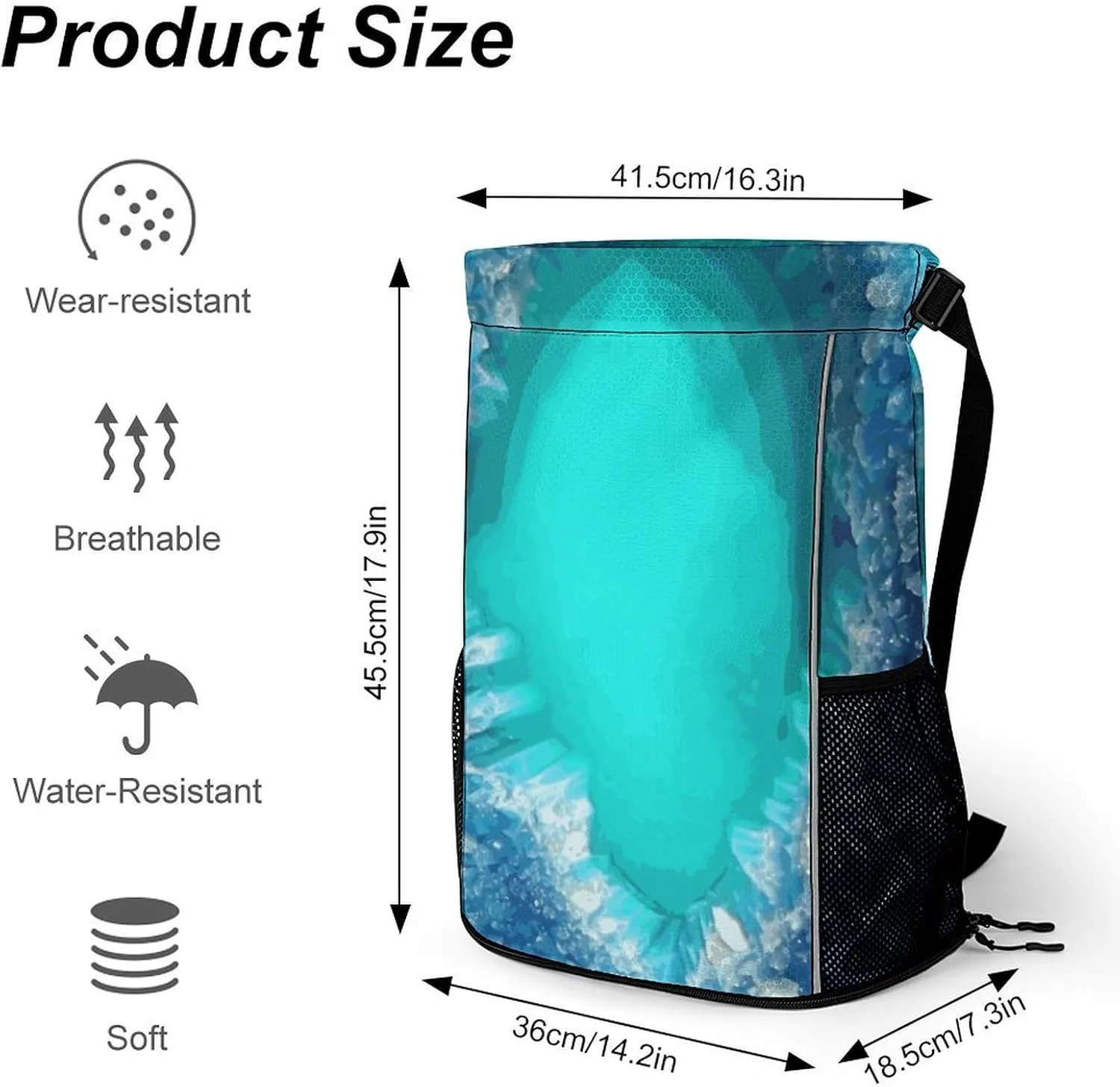 Sport Drawstring Backpack Beach Bag Bright Aqua Blue Turquoise Drawstring Bag Suitable for Fitness And Swimming