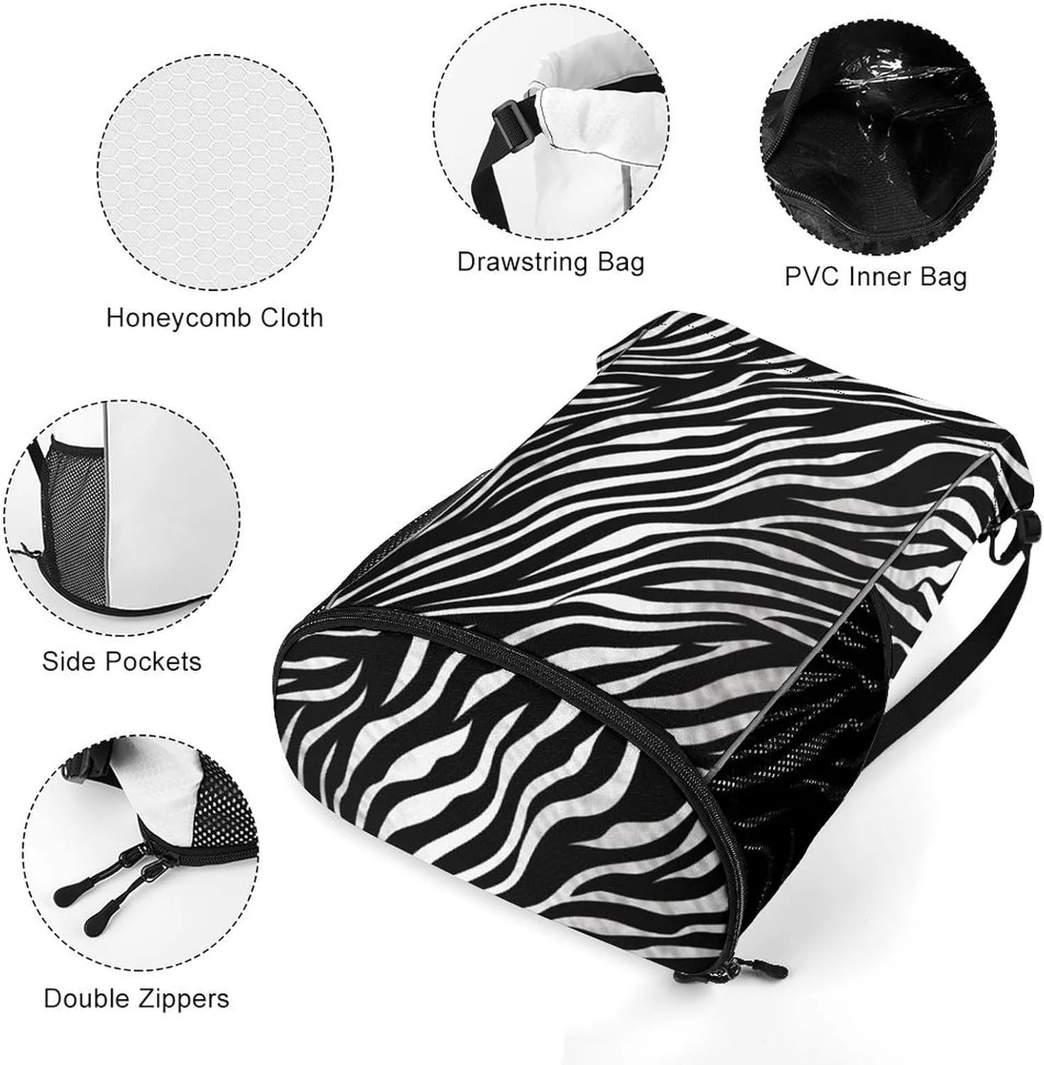 Sport Drawstring Backpack Beach Bag Zebra Print Drawstring Bag Suitable for Fitness And Swimming