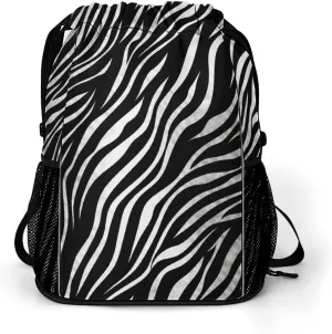 Sport Drawstring Backpack Beach Bag Zebra Print Drawstring Bag Suitable for Fitness And Swimming