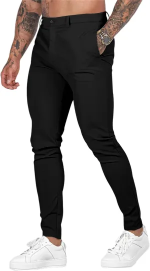 Stretch Dress Pants for Men Slim Fit Fashion Flat Front Slacks Casual 2025 Summer Outdoors Sports Tapered Pants