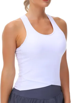 THE GYM PEOPLE Womens' Racerback Workout Tank Tops with Built in Bra Sleeveless Slim Fit