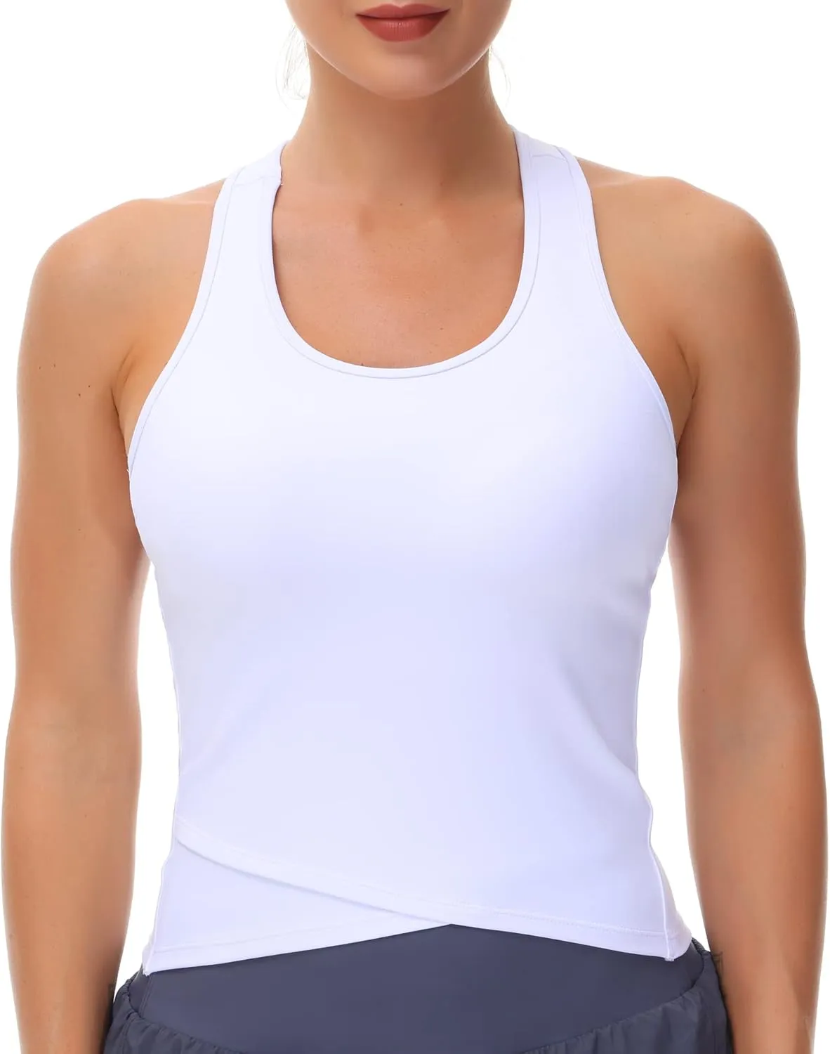 THE GYM PEOPLE Womens' Racerback Workout Tank Tops with Built in Bra Sleeveless Slim Fit