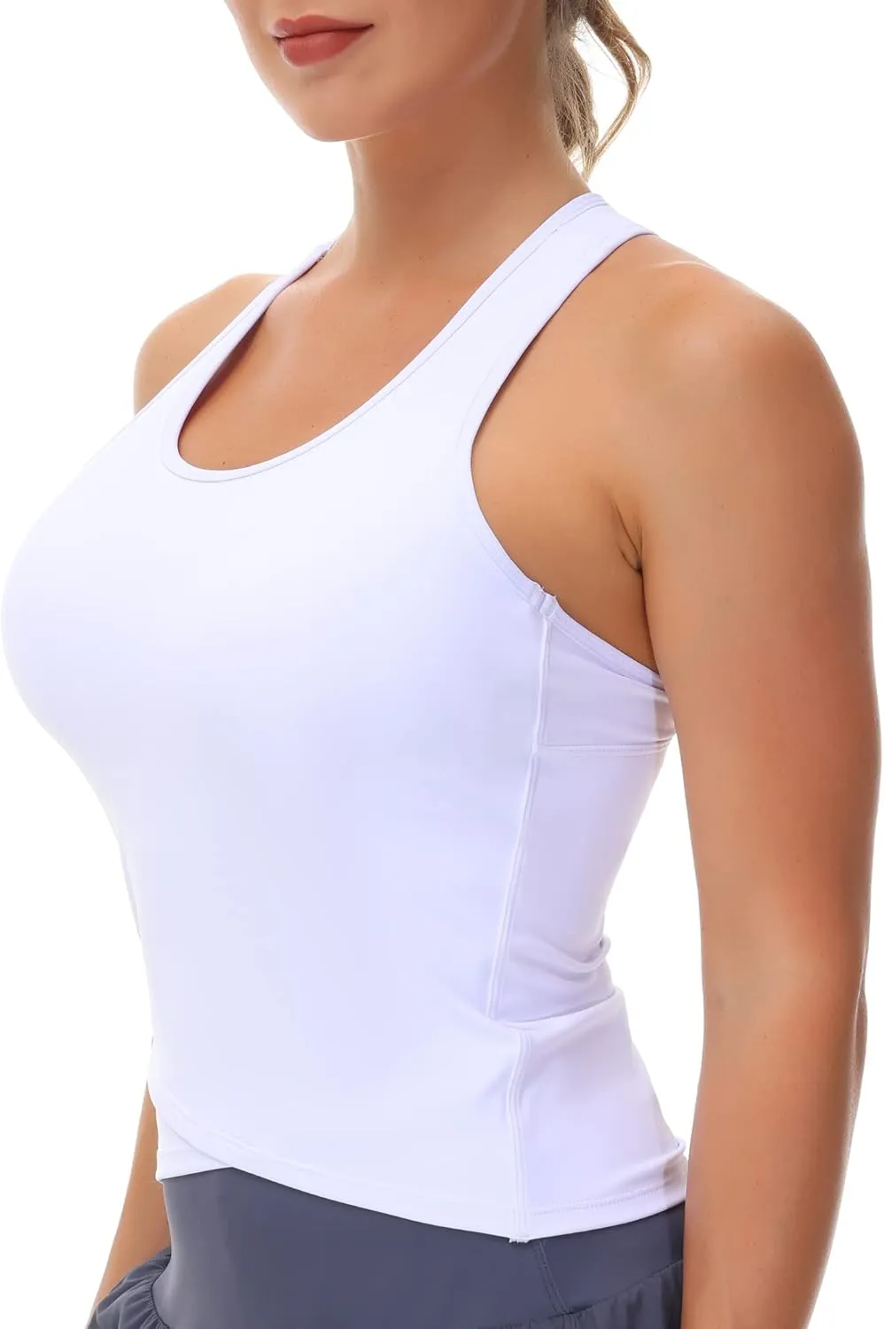 THE GYM PEOPLE Womens' Racerback Workout Tank Tops with Built in Bra Sleeveless Slim Fit