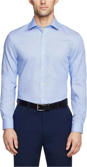 Tommy Hilfiger Mens Slim Fit Non Iron Stripe Dress Shirts, Mist, 15.5 Neck 34-35 Sleeve US