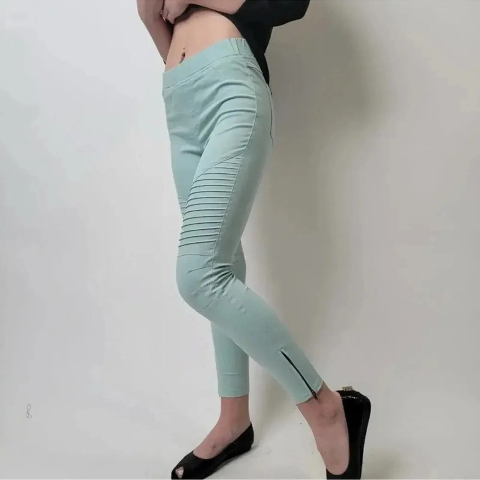 Umgee Seafoam Moto Skinny Pants