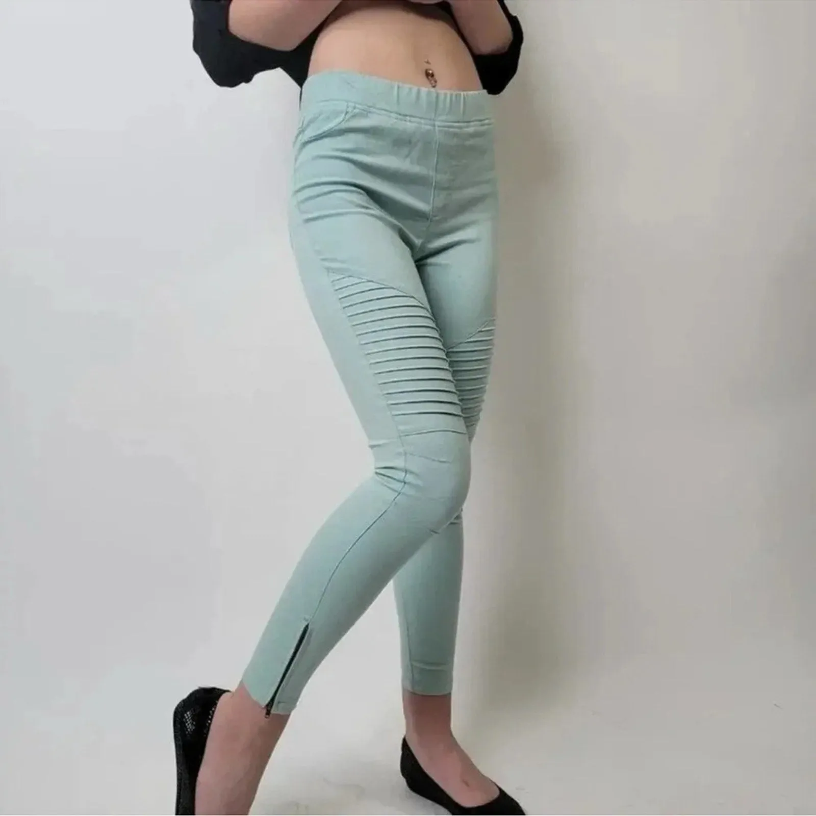 Umgee Seafoam Moto Skinny Pants