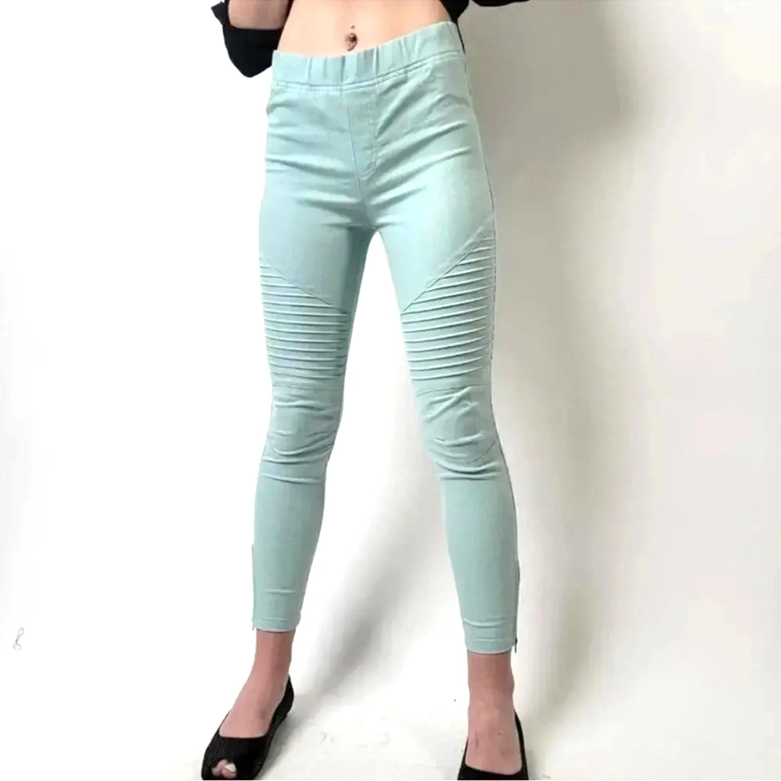 Umgee Seafoam Moto Skinny Pants