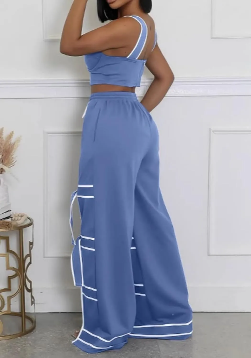 Vaceky Bow Tie Sweatpants Women Wide Leg Split Flowy Casual Trouser Pants