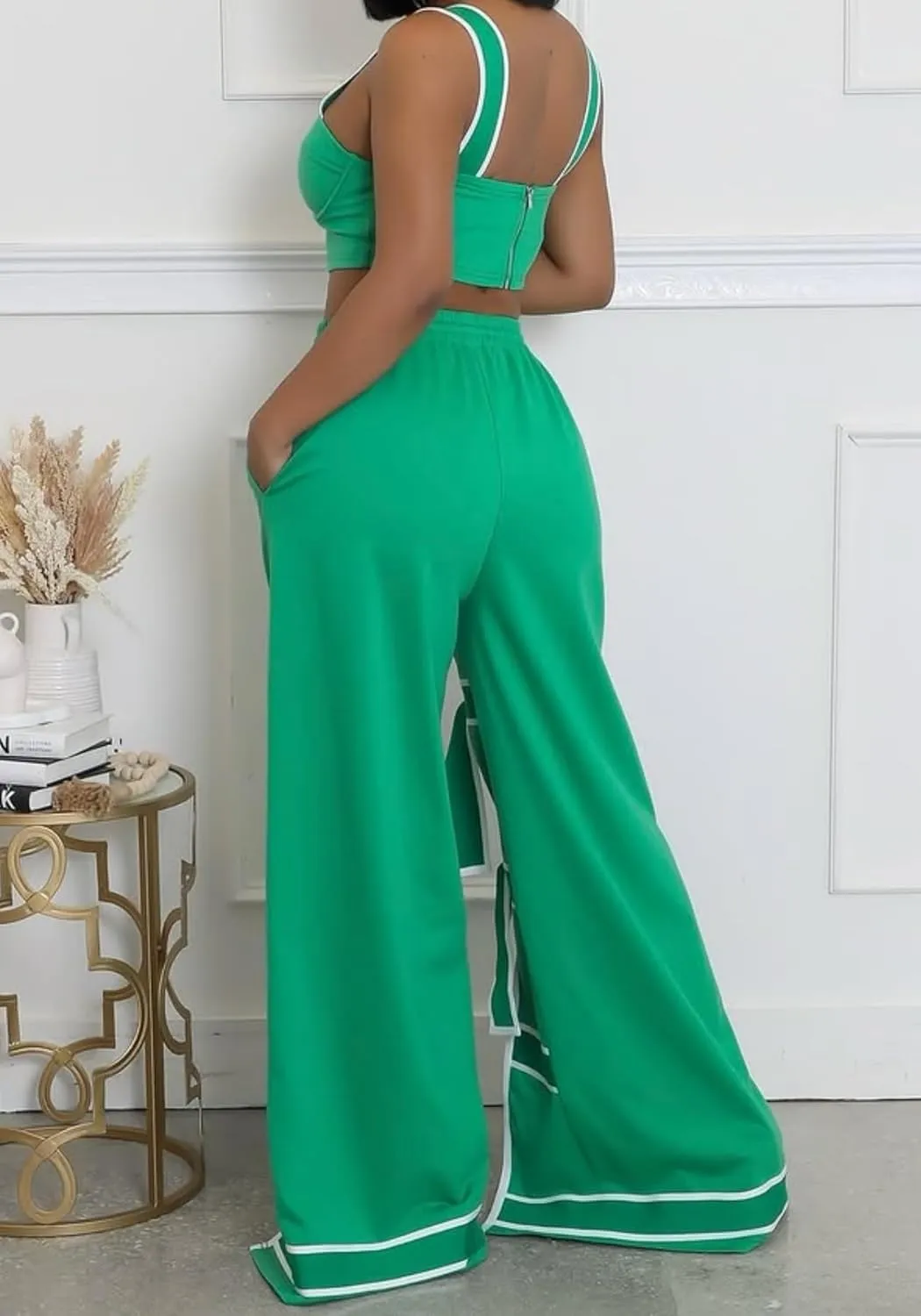 Vaceky Bow Tie Sweatpants Women Wide Leg Split Flowy Casual Trouser Pants