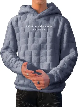 Verdusa Men's Fuzzy Pullover Hoodie Long Sleeve Letter Embroidery Hooded Sweatshirt