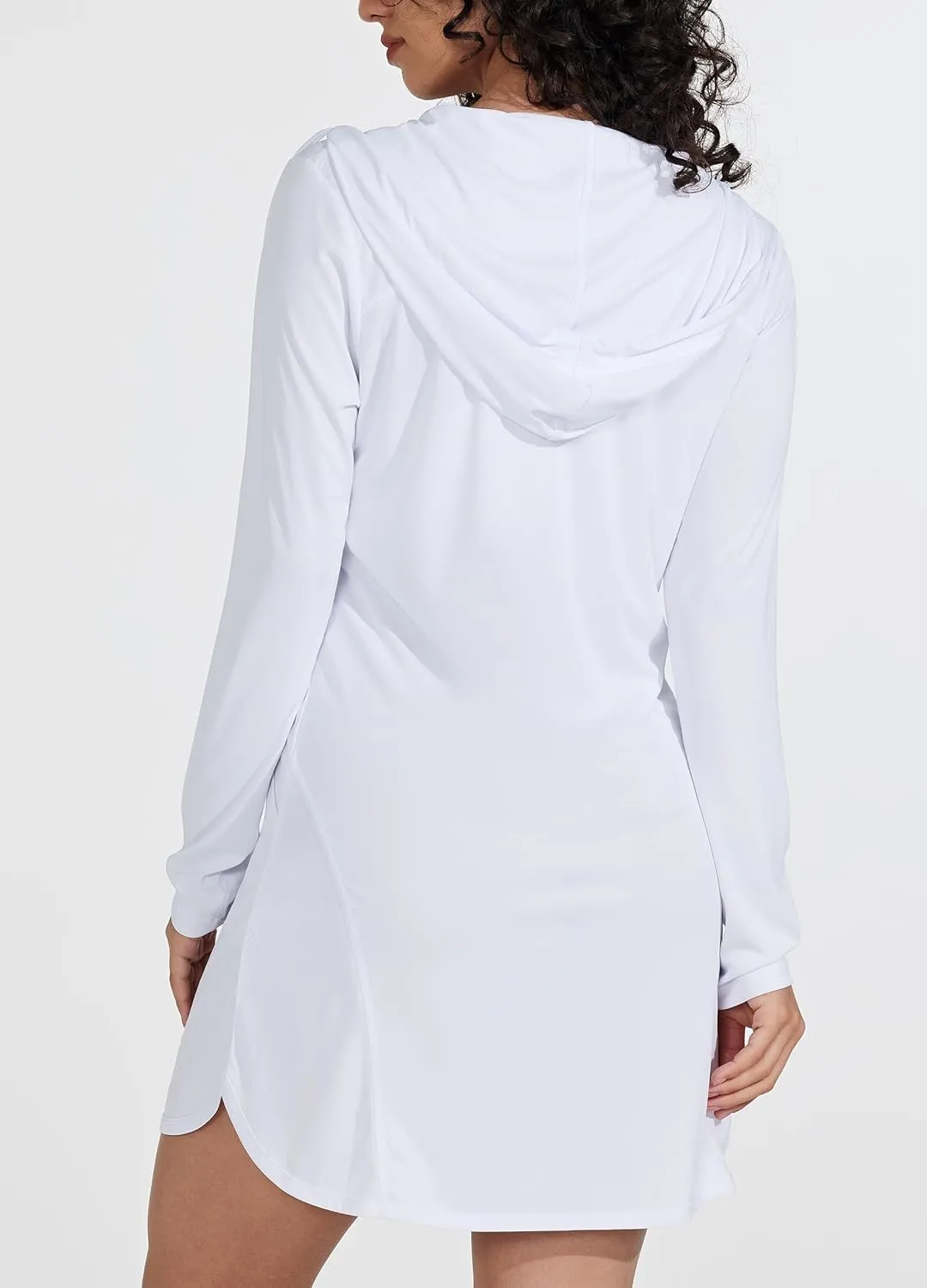 Willit Women's UPF 50  Swim Cover-Up Dress Hooded Beach Sun Long Sleeve Swimwear Quick Dry SPF Swim Shirts