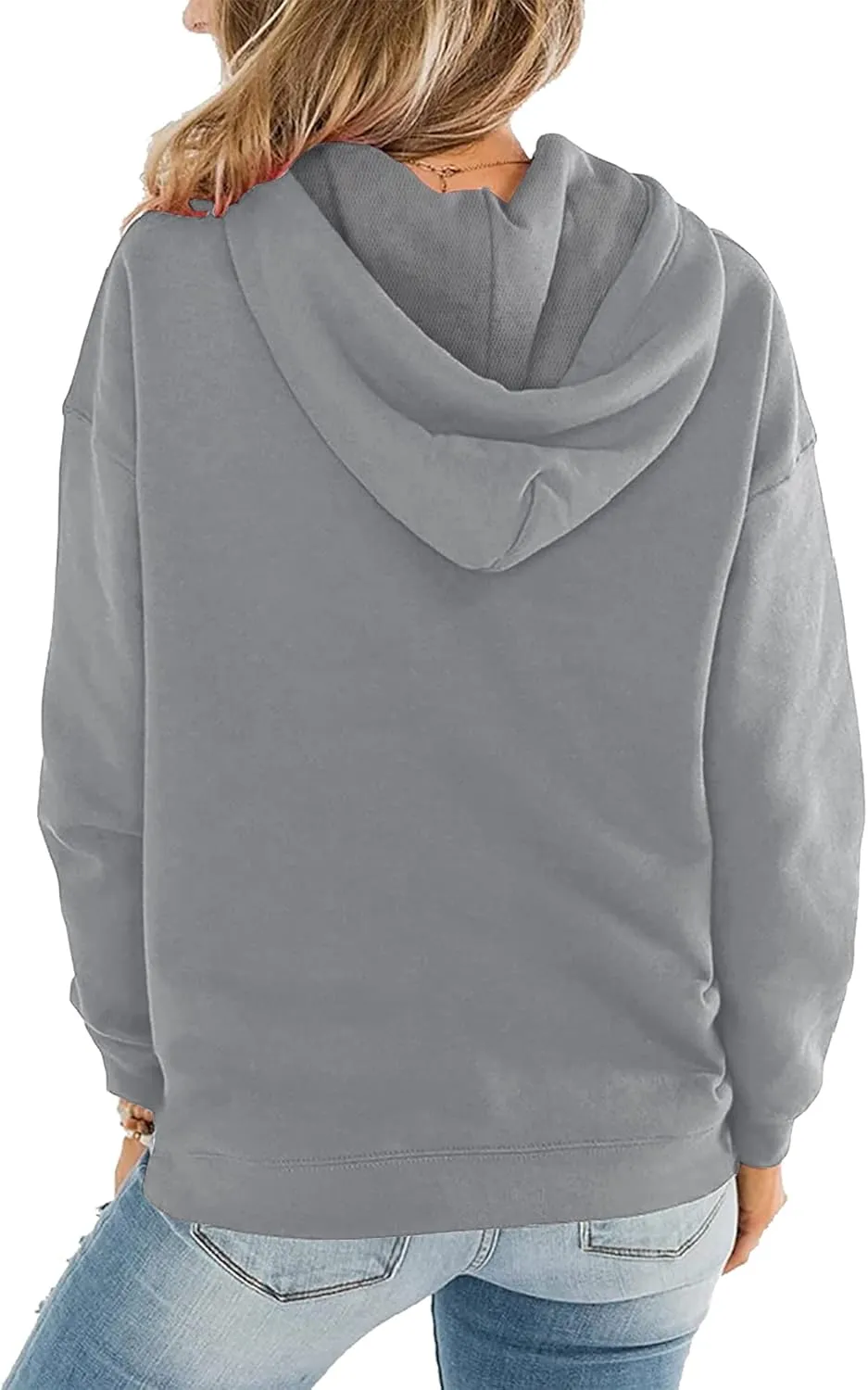 Women Hoodies Pullover Casual Thin Sweatshirts with Pockets Loose Fit Long Sleeve Drawstring Design Hoody Sweatshirt
