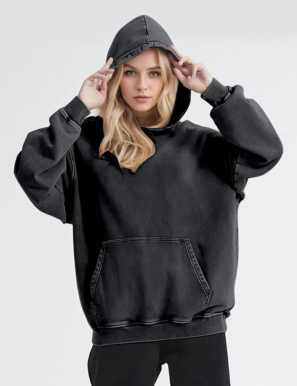 Women Mens Oversized Hoodies Pullover Acid Wash Cotton Vintage Hooded Sweatshirt Men Fleece Hoodie Streetwear
